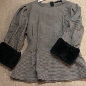 Zara Faux Fur Cuffed Top